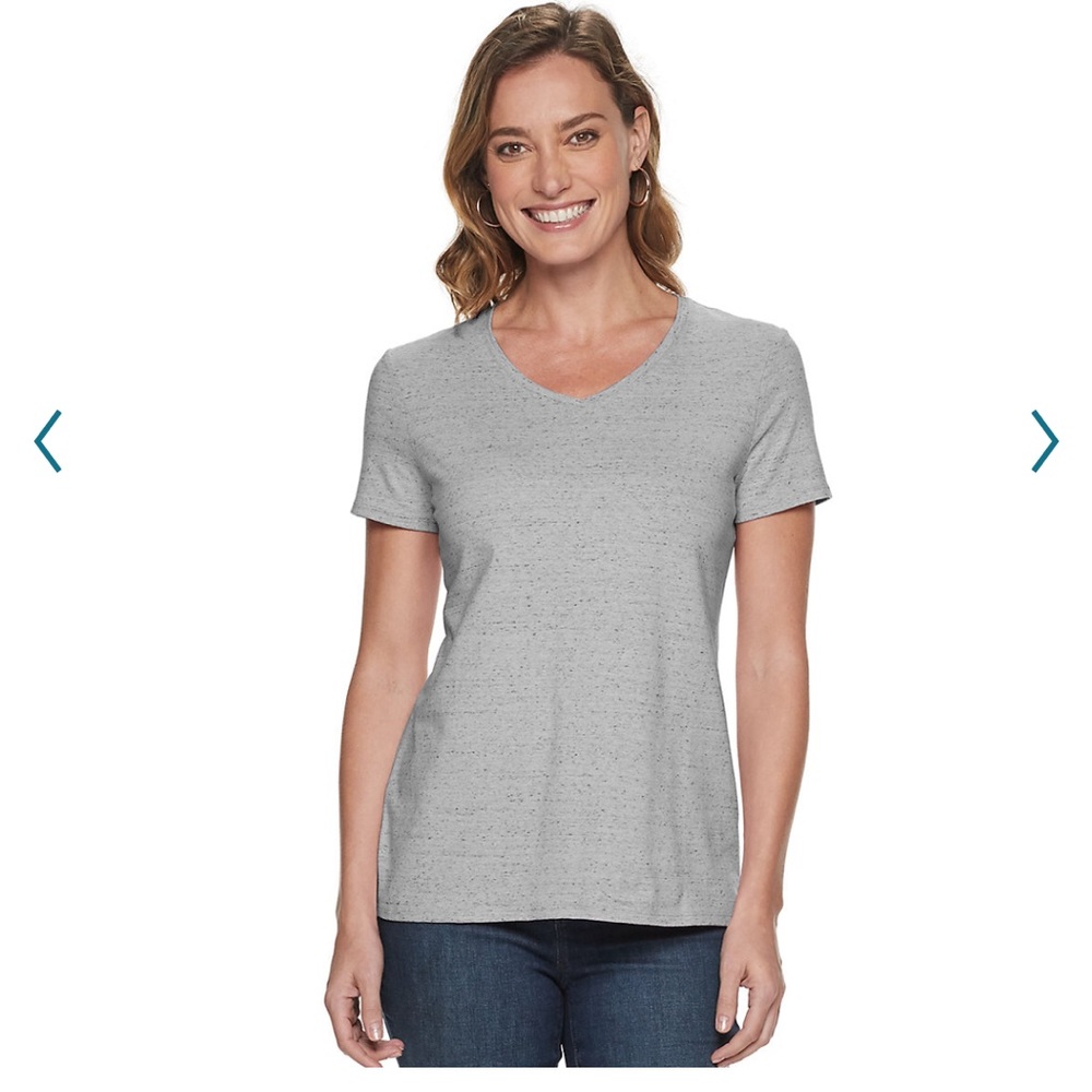 Croft & Barrow Heather Grey V-Neck Tee